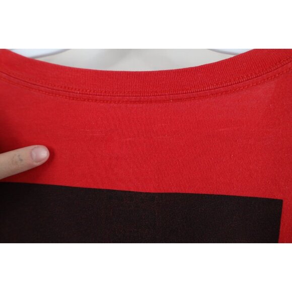 Vtg Y2K The North Face Mens 2XL Faded Spell Out Box Logo Long Sleeve T-Shirt Red - Picture 9 of 13